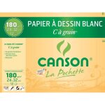 Papier dessin - canson - c  grain - 24 x 32 cm - 180g - 12 feuilles - blanc