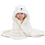 Cape de bain b�b� personnalis�e - marque - blanc - toucher doux et motifs kawaii
