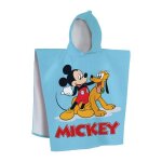 Cape de bain enfant imprime 100% coton - disney mickey blue - bleu - 60x120cm