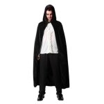 Cape � capuche en velours noir - adulte - atosa - 140 cm
