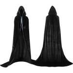 Cape à capuchon longue en velours pour adulte - déguisement halloween - noir - taille xl Cape à capuchon longue en velours pour adulte - déguisement halloween - noir - taille xl