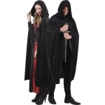 Cape noire en velours pour adulte halloween - 170 cm - mixte - noir