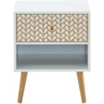 Capucine table de chevet - blanc et chne - l 40 x p 33 x h 49cm