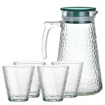 Carafe avec 4 verres 250ml style vintage texturs alvole cheffinger - transparent