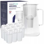 Carafe filtrante en verre - aquafloow classglass - 3 l - blanche - 12 filtres inclus