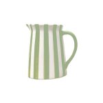 Carafe ou vase � rayures vert matcha et blanches moyen mod�le