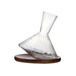 A carafe � vin rotative avec base en bois coffret carafe � vin en verre sans plomb de 1500 ml un cadeau ...