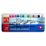 Caran dache : studio gouache : set of 14 pans & 10ml white Caran dache : studio gouache : set of 14 pans & 10ml white