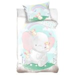 Carbotex housse de couette elephant junior 90 x 120 cm coton blanc