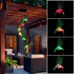 Carillon � vent solaire colibris led lumi�re changeant de couleur lampe solaire oiseau - mouche pour ...