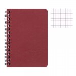 Carnet - 9x14 cm - petits carreaux - 100 pages - couverture rouge - spirale