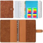 Carnet � anneaux rechargeable a5 - estampille - cuir pu - 235 x 17 cm - marron - 160 pages - 6 intercalaires ...