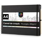Carnet de croquis a4 spirale - ediliq - format paysage - 96 pages - 48 feuilles - 200g - papier blanc ...