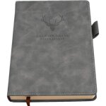 Carnet de notes lign� - estampille - a5 - 360 pages - gris - simili cuir - couverture rigide - 21x145 ...