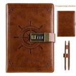 Carnets notes de voyage pu journal intime cahier avec serrure mot de passe rtro tudiant adulte journal ...