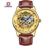 Carnival homme montres - creux cadran - automatique mécanique - bracelet cuir étanche montre Carnival homme montres - creux cadran - automatique mécanique - bracelet cuir étanche montre