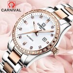 Carnival montre femme chic - montre bracelet acier - quartz - lumineux diamant - etanche - or rose