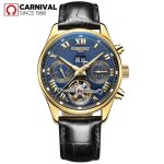 Carnival marque montre homme - montre mécanique automatique - lumineux - Étanche - en cuir - creux - ... Carnival marque montre homme - montre mécanique automatique - lumineux - Étanche - en cuir - creux - ...