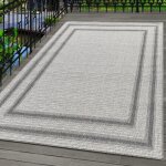 Carpetsale24 tapis ext�rieur cr�me 140x200 cm motif de bordure imperm�able terrasses balcons cuisines ...