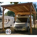 Carport bois camping car douglas fran�ais 26 m� ? toit plat ? 6 poteaux ? abri camping car ext�rieur ...