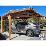 Carport bois douglas fran�ais 12 m� ? 2 pentes ? 4 poteaux ? abri v�hicules ext�rieur ? garantie 10 ans ...