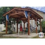 Carport bois douglas fran�ais 16 m� ? 2 pentes ? 6 poteaux ? abri v�hicule ext�rieur ? garantie 10 ans ...