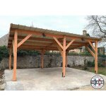 Carport premium bois douglas fran�ais 21 m� ? monopente ? 6 poteaux ? abri 2 v�hicules ? garantie 10 ...