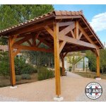 Carport bois douglas fran�ais 22 m� ? 2 pentes faitage d�cal� ? 4 poteaux ? abri voiture ext�rieur ? ...