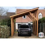 Carport bois douglas fran�ais 27 m� ? 1 pente ? 6 poteaux ? abri 3 voitures ? garantie 10 ans