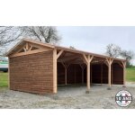 Carport bois douglas fran�ais 37 m� ? 2 pentes ? 8 poteaux ? abri voiture ext�rieur ? garantie 10 ans ...