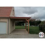Carport bois douglas fran�ais 37 m� ? toit plat adoss�? 3 poteaux ? abri camping car ext�rieur ? garantie ...