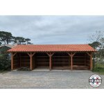 Carport bois douglas fran�ais 46 m� ? 1 pente ? 10 poteaux ? abri 4 voitures ? garantie 10 ans
