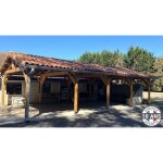 Carport bois douglas fran�ais 63 m� ? 2 pentes ? 10 poteaux ? abri voiture ext�rieur ? garantie 10 ans ...