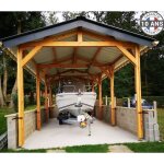 Carport bois douglas fran�ais camping car 32 m� ? 2 pentes ? 8 poteaux ? abri camping car ext�rieur ? ...