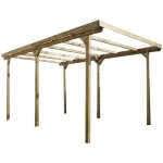 Carport en bois massif delahaye - chalet & jardin - rectangulaire - autoclave classe iii - 305x500x253 ...