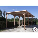 Carport camping car bois douglas fran�ais 56 m� ? toit plat ? 10 poteaux ? abri camping ext�rieur ? garantie ...