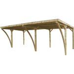 Carport double en bois et panneaux ondulés capri 6 x 5 m Carport double en bois et panneaux ondulés capri 6 x 5 m
