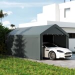 Carport tente de garage 3 x 6 m abri voiture ext�rieur parois lat�rales amovibles 2 portes zipp�es enroulables ...