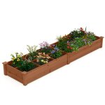 Carr� potager en bois sapin costway 2 bacs � fleurs s�parateur amovible base ouverte lit de jardin pour ...