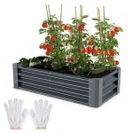 Carr� potager de jardin sur�lev� en acier antracite 30x60x120cm s pour balcon ou jardin