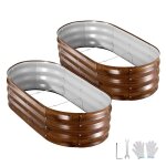 Carr� potager sur�lev� - duoku - yj - zzc007 - 120x60x30 cm - lot de 2 - aluminium - zinc effet bois