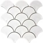 Carrelage mosaque cramique ventail cailles de poisson blanc brillant wc salle de bain - mos13 - fs01 ...