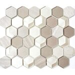 Carrelage mosa�que - mosani - mos11d - 44 - hexagonal - translucide - pierre 3d gris clair