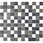 Carrelage mosa�que - mosani - mos18 - 2213 - r10 - noir blanc anthracite - c�ramique - mat