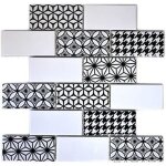 Carrelage mosa�que - mosani - mos26m - 0103 - c�ramique - gris blanc noir - brillant