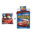 Ensemble parure + coussin - cars disney - 140 x 200 cm - 100% coton - bleu - classique