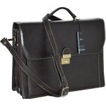 Cartable 3 soufflets en cuir de vachette - marron fonc