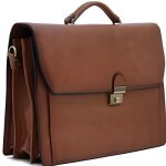 Cartable 3 soufflets en cuir de vachette - marron - ref. kat63032 - 03