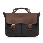 Cartable en cuir et toile - mod�le moorea - dimensions l 44 x h 29 x p 12 cm - sac port� main et bandouli�re ...