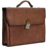 Cartable en cuir de vachette - marron - 1 soufflet - pour homme